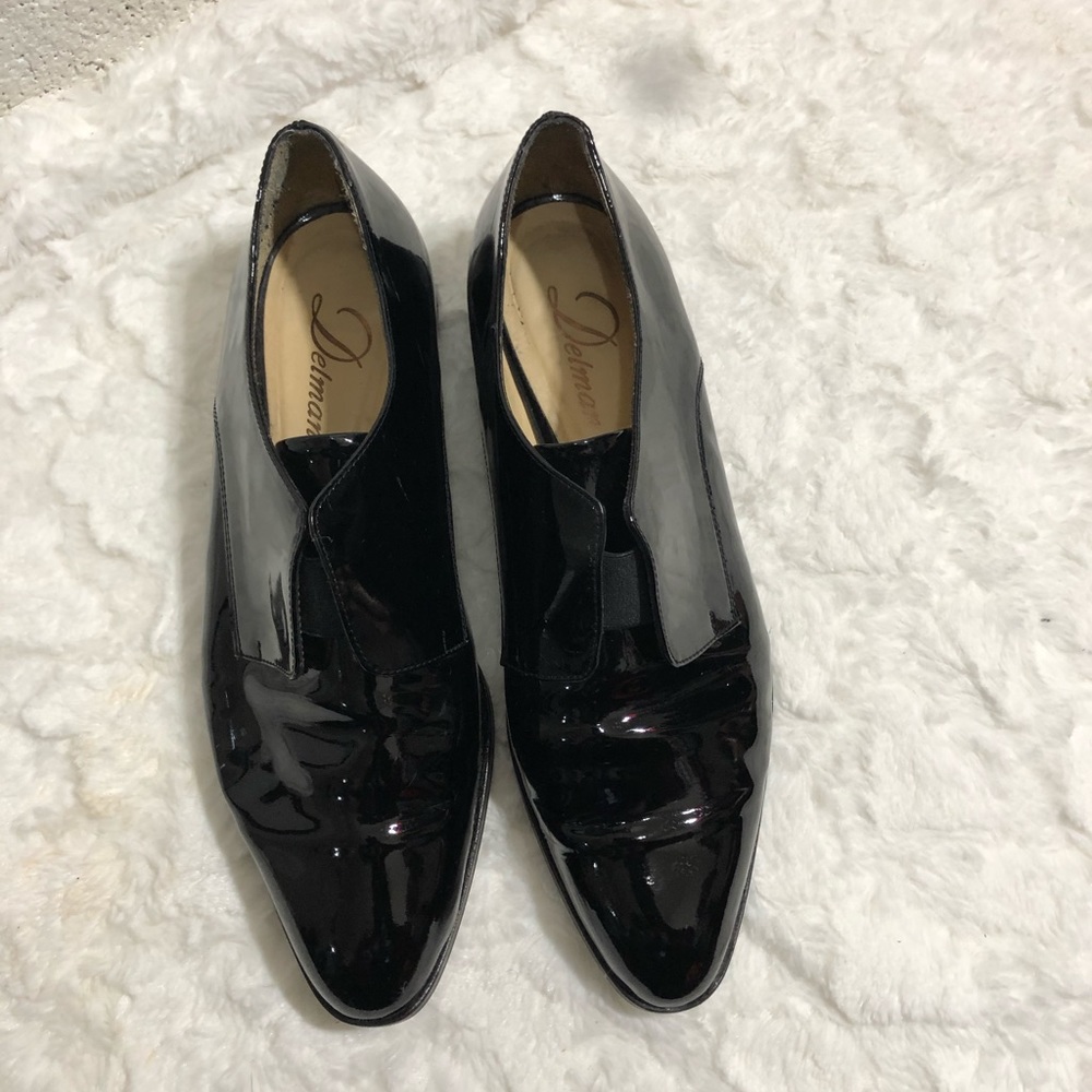 Delman patent leather tuxedo dress shoes